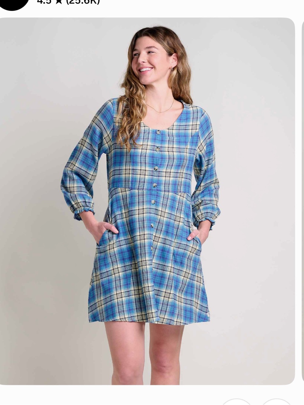 Toad&Co Blue Plaid Button-Down Mini Dress
